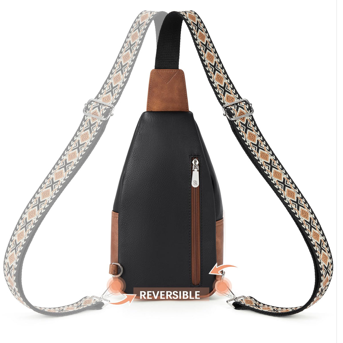 BOSTANTEN Sling Bag for Women Leather Crossbody Bag Vintage Cross Body Purse for Travel with Guitar Strap, Bohemian Style