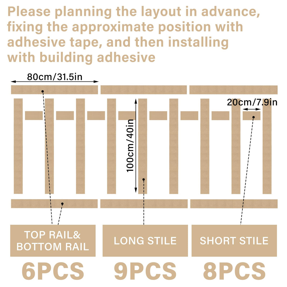 Pangda 23 Pcs 94.49 x 47.24 Inch MDF Board and Wall Batten Panel Kit Premade Wainscoting Panels Ready to Assemble Accent Decorative Wall Molding Kit for DIY Bedroom Living Room Home Decor