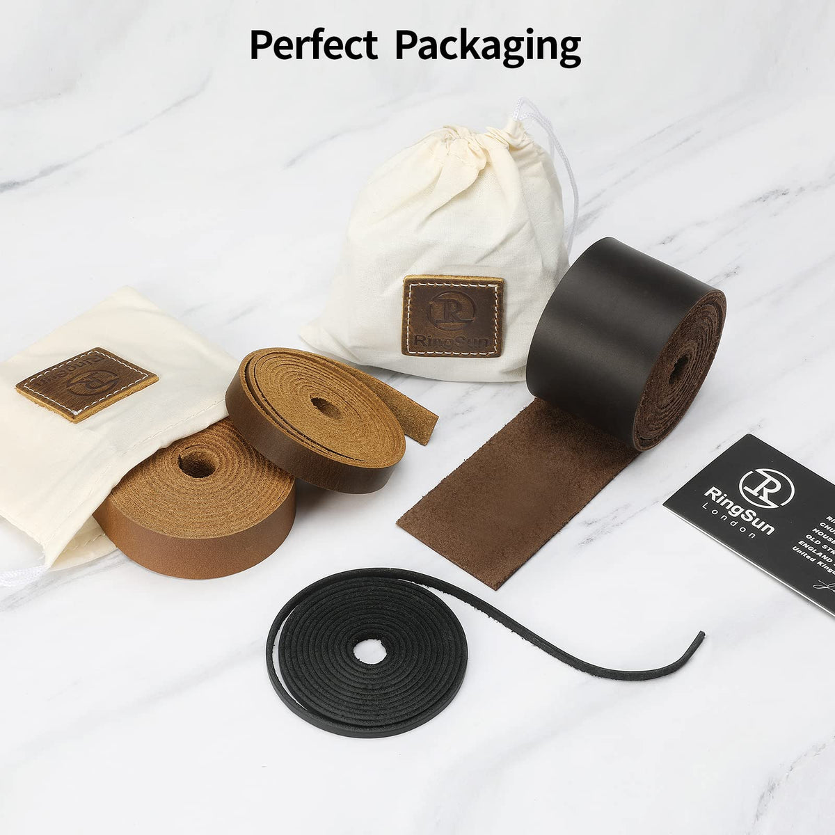 Ringsun 1 Inch Wide Flat Leather Straps for Crafts, Full Grain Leather Strips Cord String for Crafts, Tooling (2mm Thick 72.5 Inches Long Bourbon Brown)