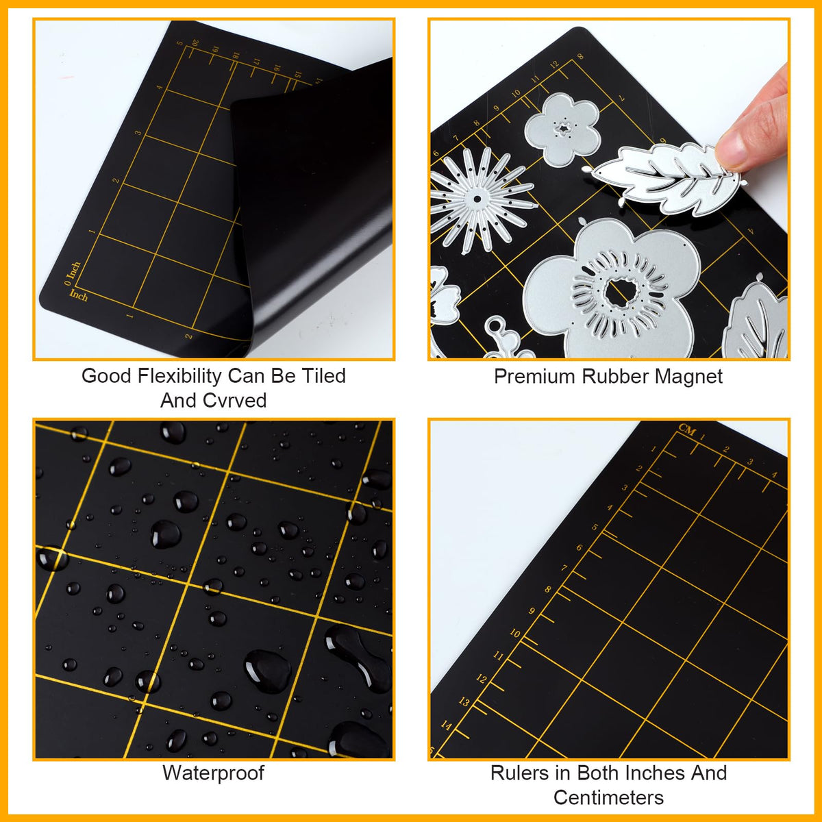 Copkim 4 Shims 6'' x 9" Magnetic Shim with Card Size Grids Die Cutting Machine Accessories Black Embossing Machine Pads for Die Cutter