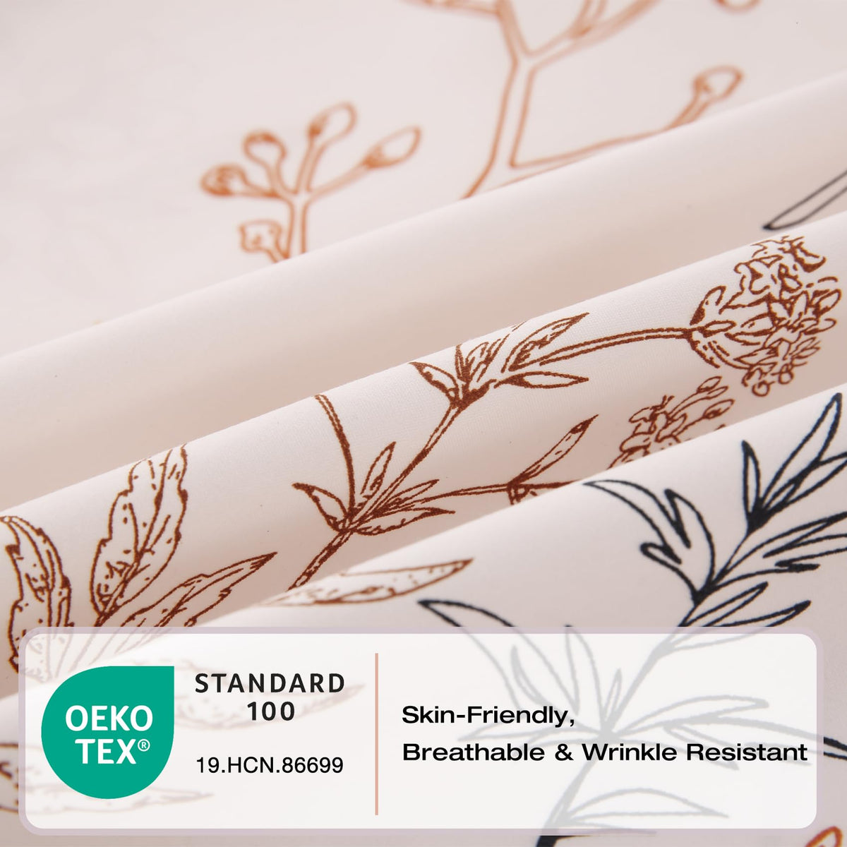 Yibeizi Floral Sheet Set Queen, Boho Botanical Rustic Pattern Bed Sheets Beige Fall Bedding Sheets & Pillowcases Soft Microfiber 15" Extra Deep Pocket Fitted Bedsheet 4 Piece