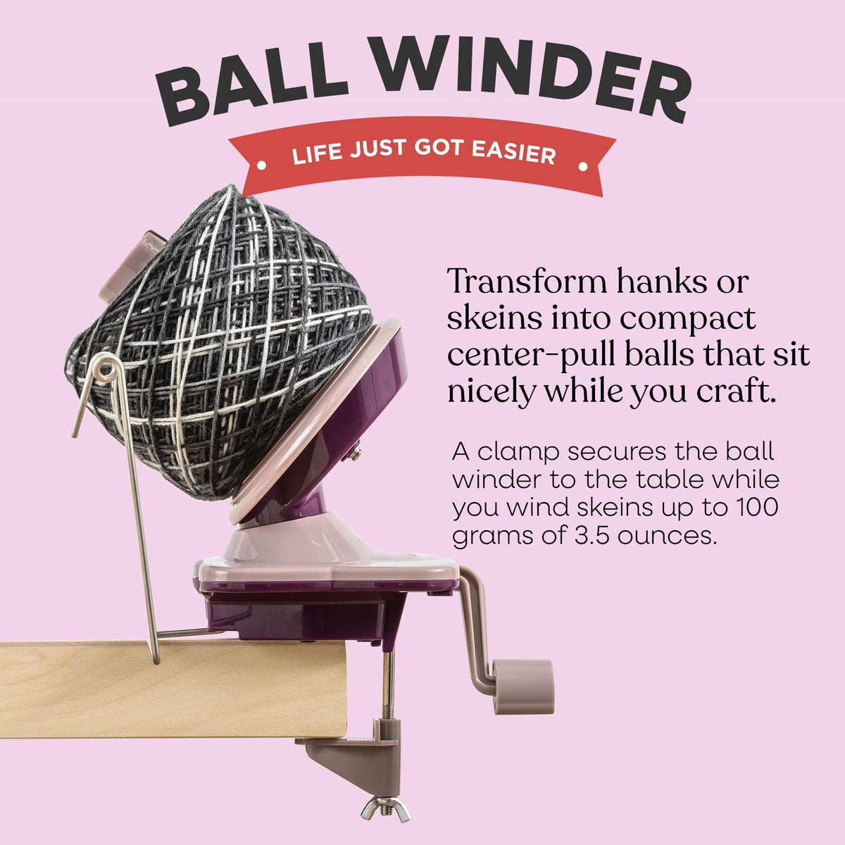 Knit Picks Yarn Ball Winder for Knitting and Crocheting (Purple)