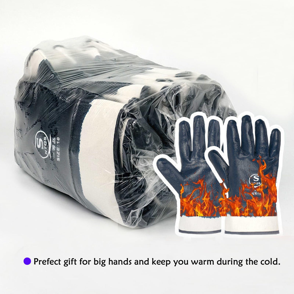 Blue Oil Gloves for Men,Large Oil Resistant Gloves for Fuel Haulers & Truck Drivers,Nitrile Coated Work Gloves 6 Pairs Bulk Pack
