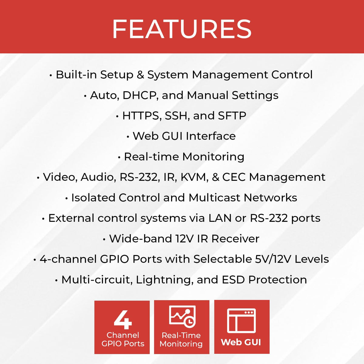 ToVi X4UH-CB AV Over IP Network Hub with Dual LAN Ports, RS-232 IR KVM CEC Control, PoE, HTTPS/SSH Security, Web GUI Management for AV Distribution