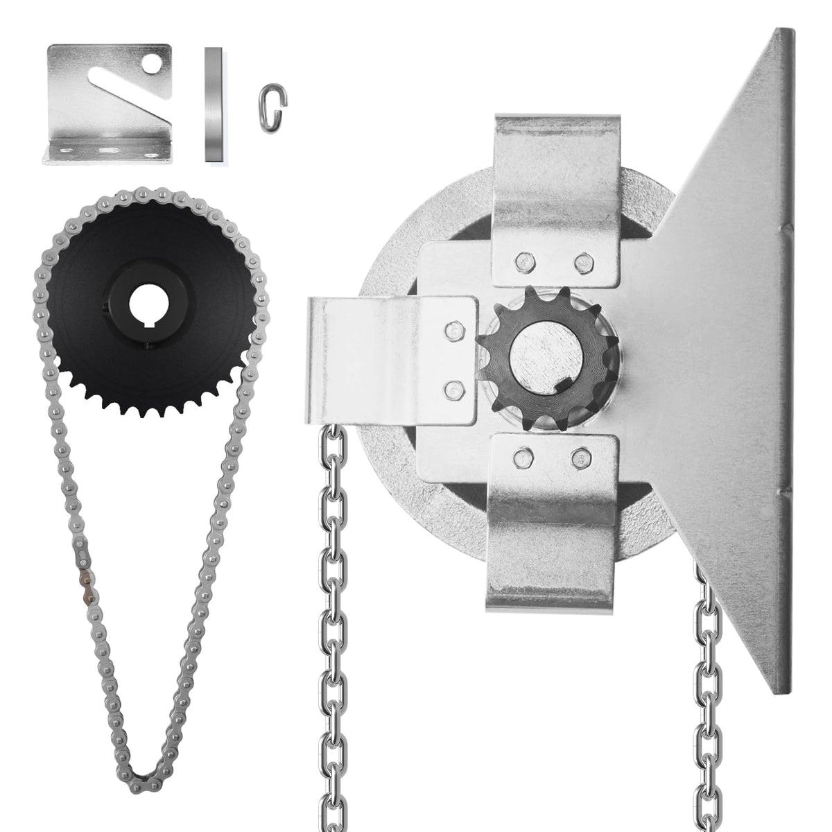 NULTRUMA Garage Door Jackshaft Chain Hoist, Heavy-Duty Wall Mount Jackshaft Garage Door Openers 3:1 Reduction Drive for Roll Up Doors