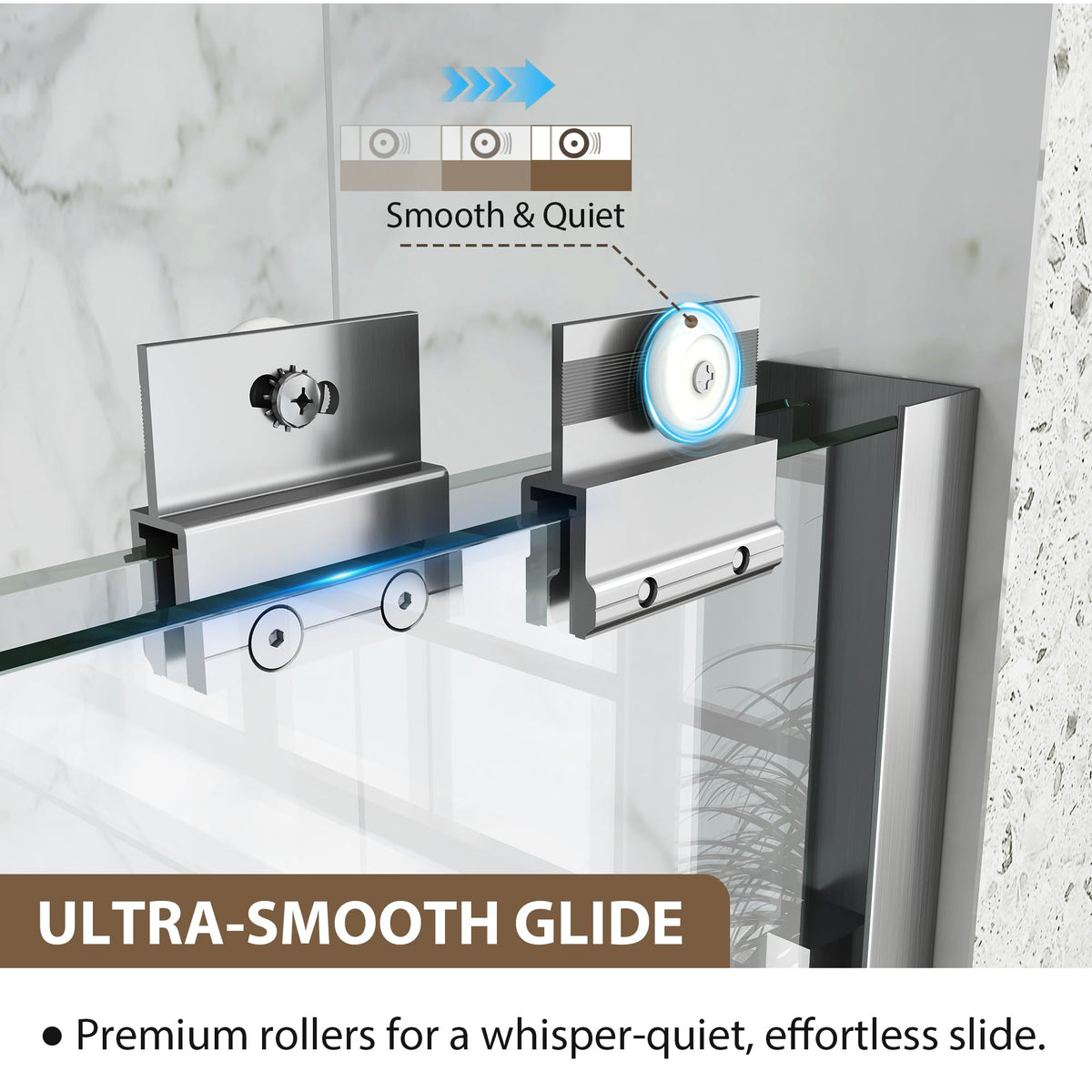 Double Sliding Shower Door 43-48" W x 72" H,Semi-Frameless Glass Shower Door with Nano Explosion-Proof Safety Film, 1/4"(6mm) Tempered Glass,Easy-Clean Bypass Walk-in Shower Door,Brushed Nickel
