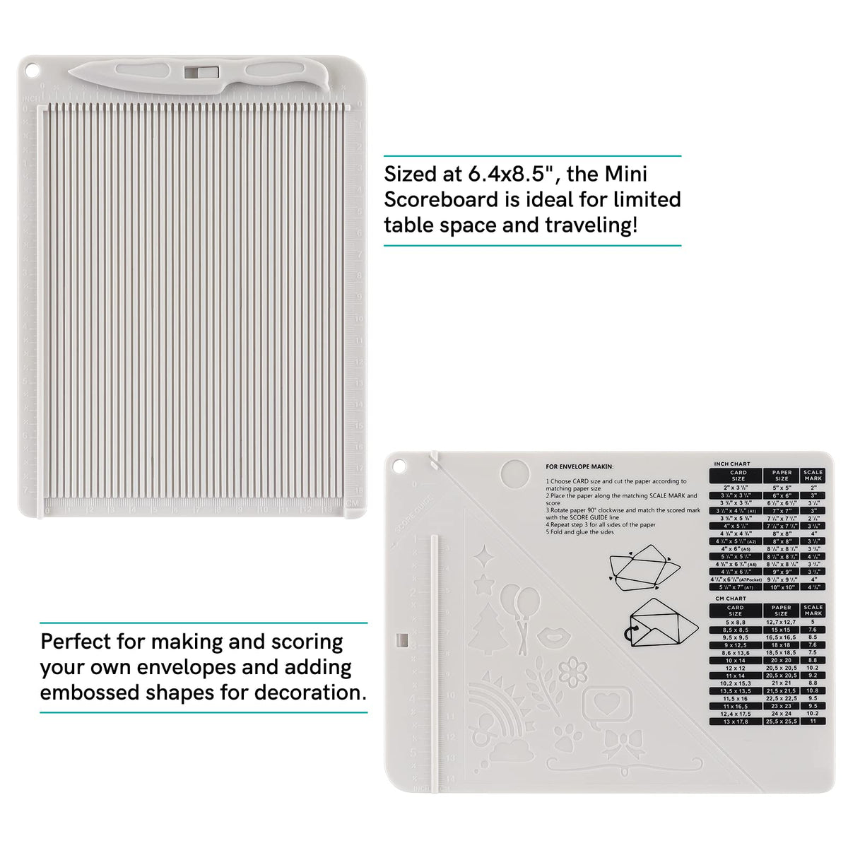 2Pcs Score Board Multi-Purpose Scoring Board Envelope Maker with Bone Folder and 3 in 1 Corner Rounder Paper Punchfor Card Making and DIY Projects Multi- Purpose Scoring Board & Score and Fold Tools