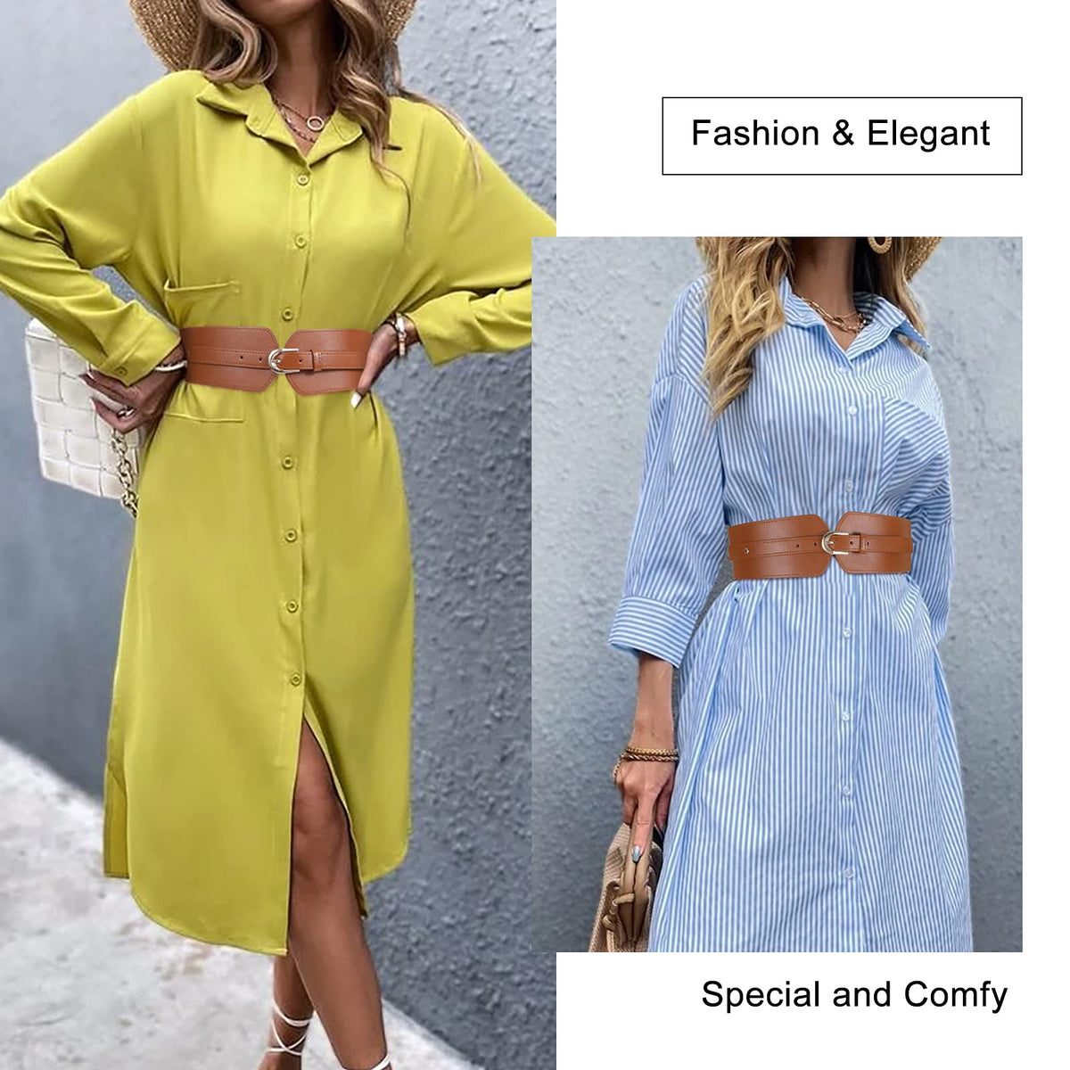SUOSDEY Womens Wide Elastic Waist Belt for Dress Ladies Stretch Cinch Belt for Women