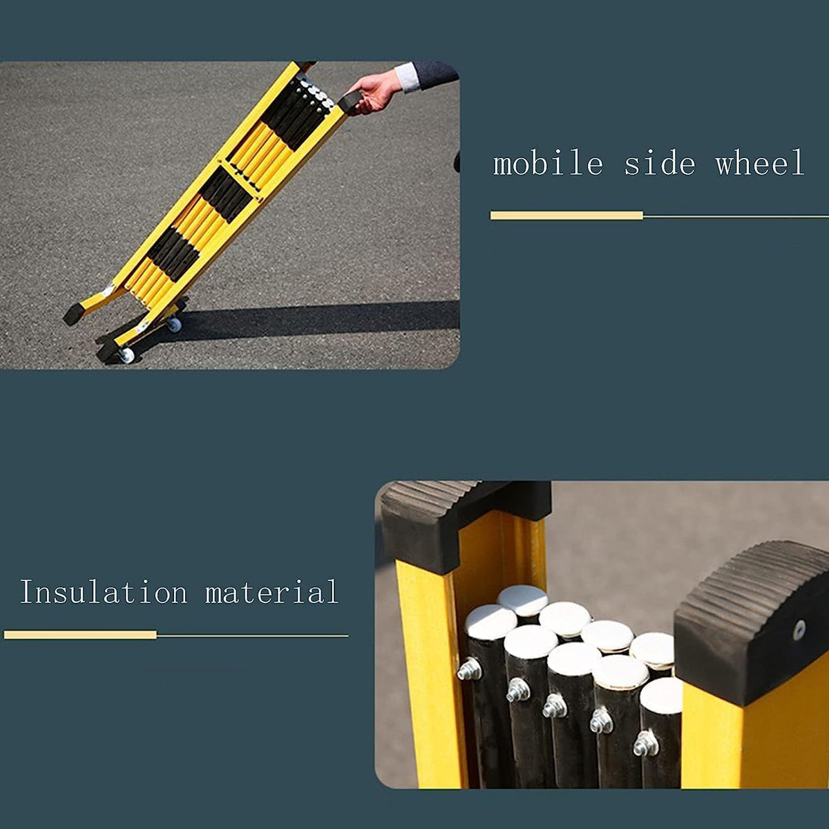 YGwnjqr Barrier, Traffic Barrier, Portable Pedestrian Barrier Base with 2 Wheels for Schools Construction Sites Outdoor Expandable Metal Barricade,Yellow,1.2 * 2.5M,Yellow-1.2 * 4M
