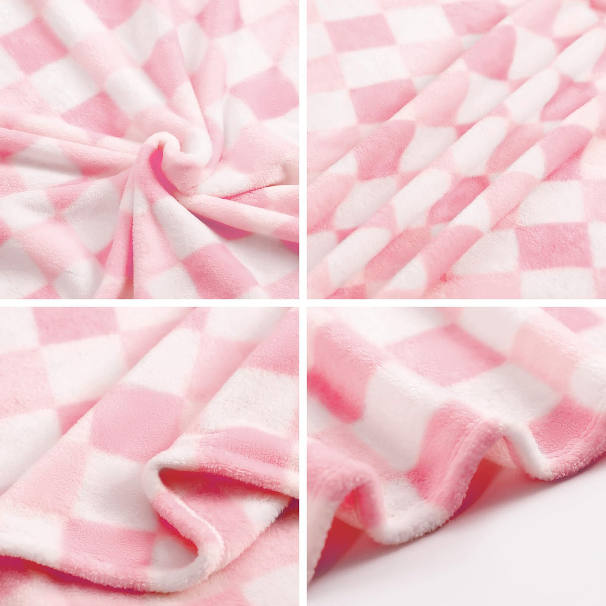 Touchat Fleece Throw Blankets, Buffalo Plaid Throw Blanket for Couch Sofa Bed, Soft Warm Fuzzy Cozy Plush Checkered Blanket, Lightweight Farmhouse Decor(Gradient Pink Plaid, 50“ x60”)
