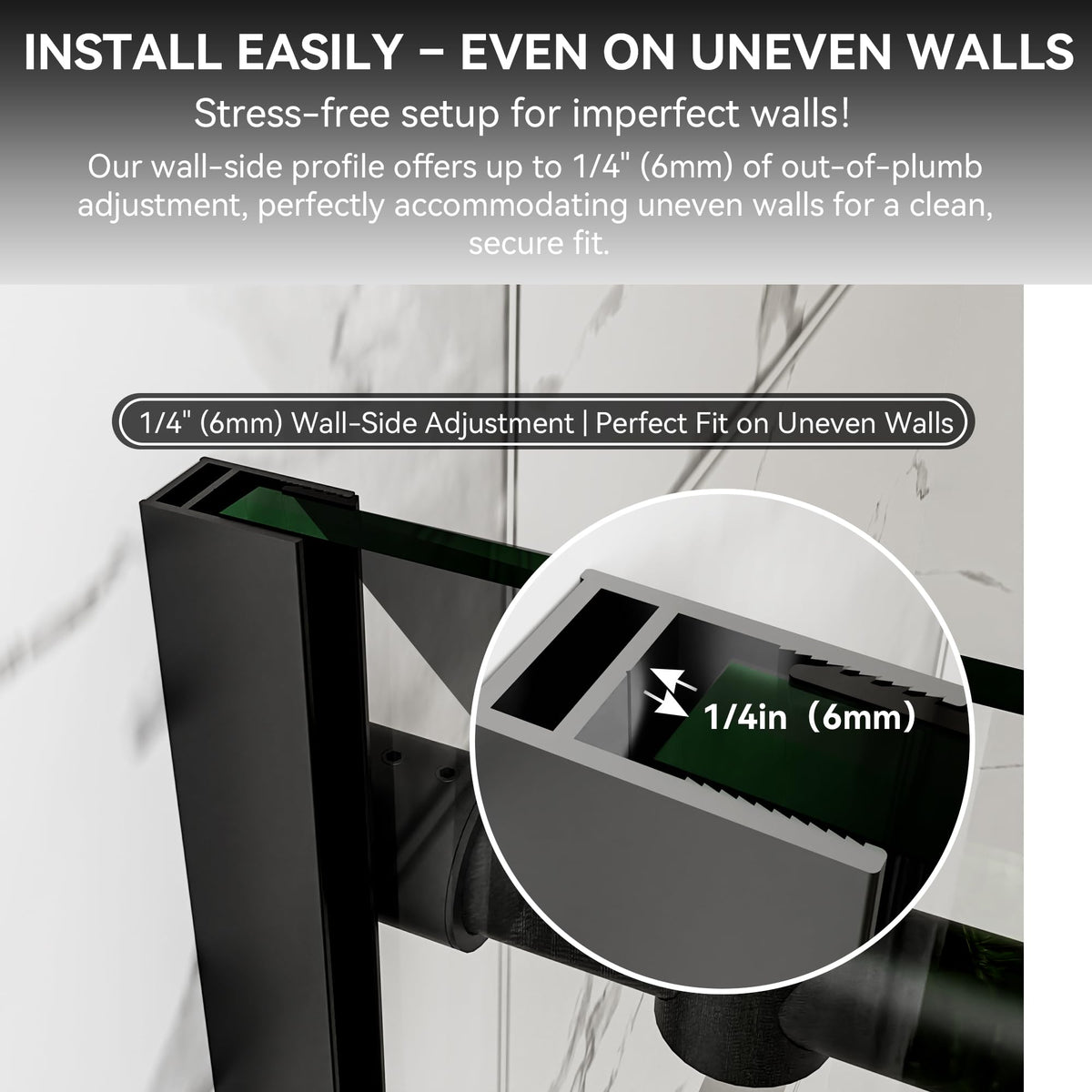 44-48" W x 32" D x 72" H Frameless Shower Enclosure, Sliding Corner Shower Door with 5/16" (8mm) SGCC Certified Clear Tempered Glass, Stainless Handle, Matte Black Finish (Shower Base Not Included)