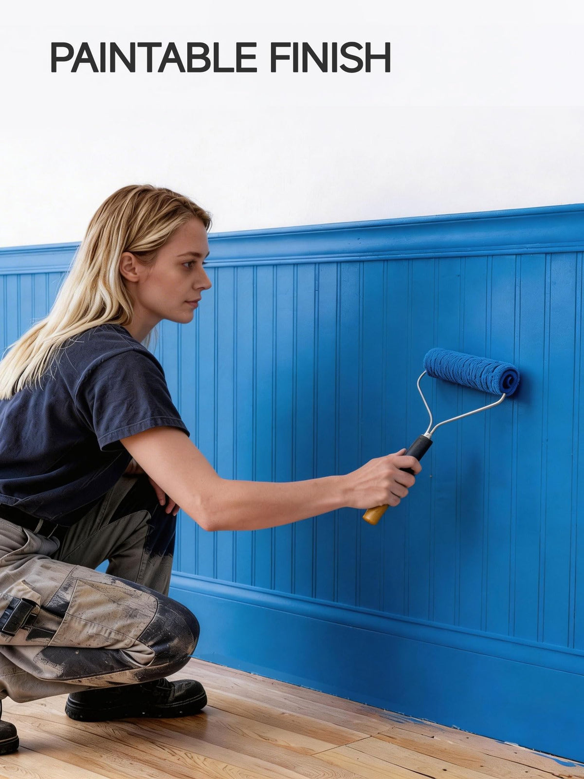 Upick Wainscoting Panels Beadboard, Paintable PS Wall Paneling for Accent Wall 116" x 39"