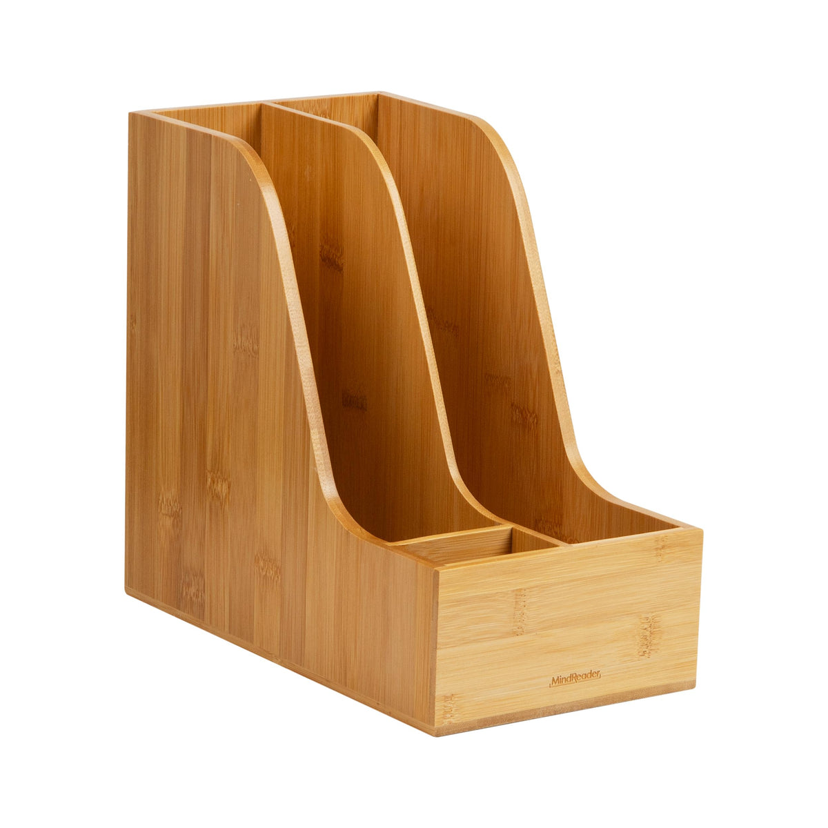 Mind Reader Vertical File Storage, Desktop Organizer, Magazine Holder, Office, Bamboo, 6"L x 11"W x 10"H, Brown