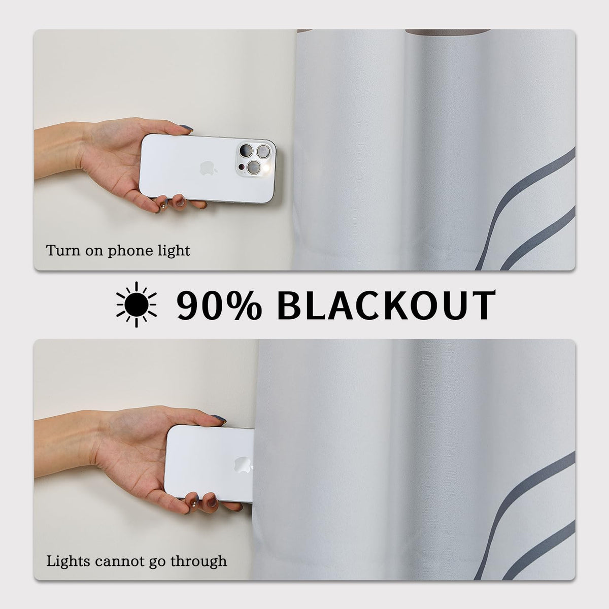 NAEMBCU Modern Geometric Blackout Curtains 84 Inches Long 2 Panels, Retro Linear Pattern Window Drapes, Light Blocking Thermal Insulated Curtains for Modern Bedroom & Living Room Decor