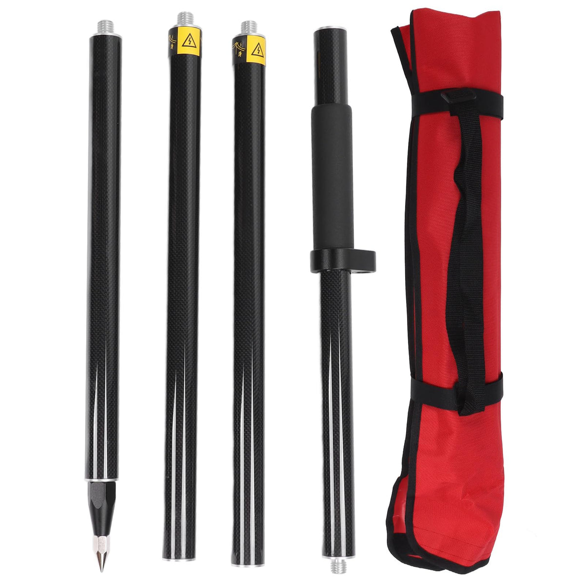 Land Surveying Equipment 4 Section Survey Pole 2 Meter 4 Section Survey Pole RTK Carbon Fibre Surveying Prism Pole with Level Bubble 0mm Constant