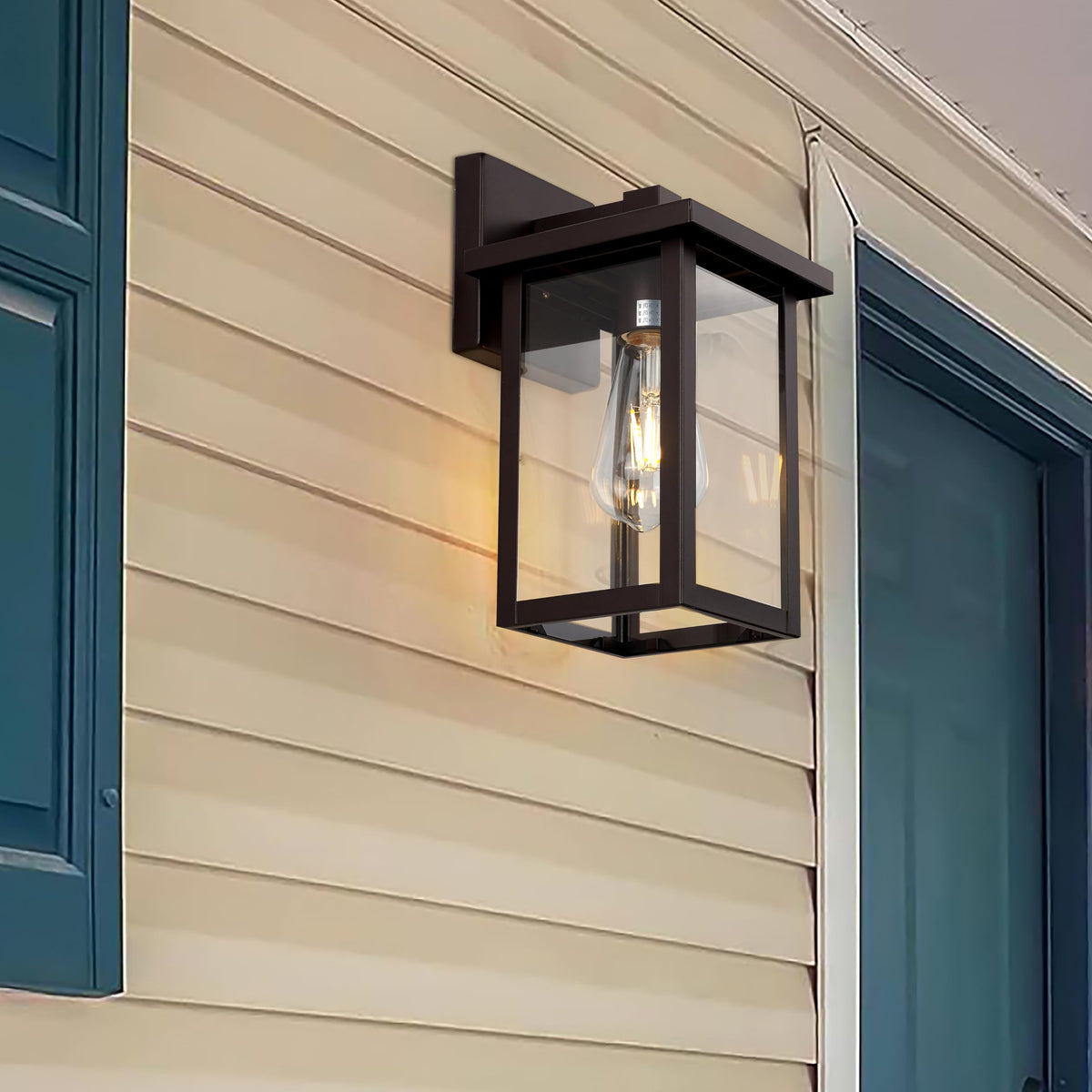 ACLand Outdoor Wall Lantern Light Fixture 2 Pack, 11 Inch, Oil Rubbed Bronze, Clear Water Glass, Model A400221