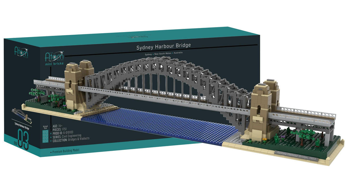 The Atom Brick Sydney Harbour Bridge 1,751 Piece Engineering Model, Premium Architecture Building Kit, Large Display Set for Adults & Teens 14+