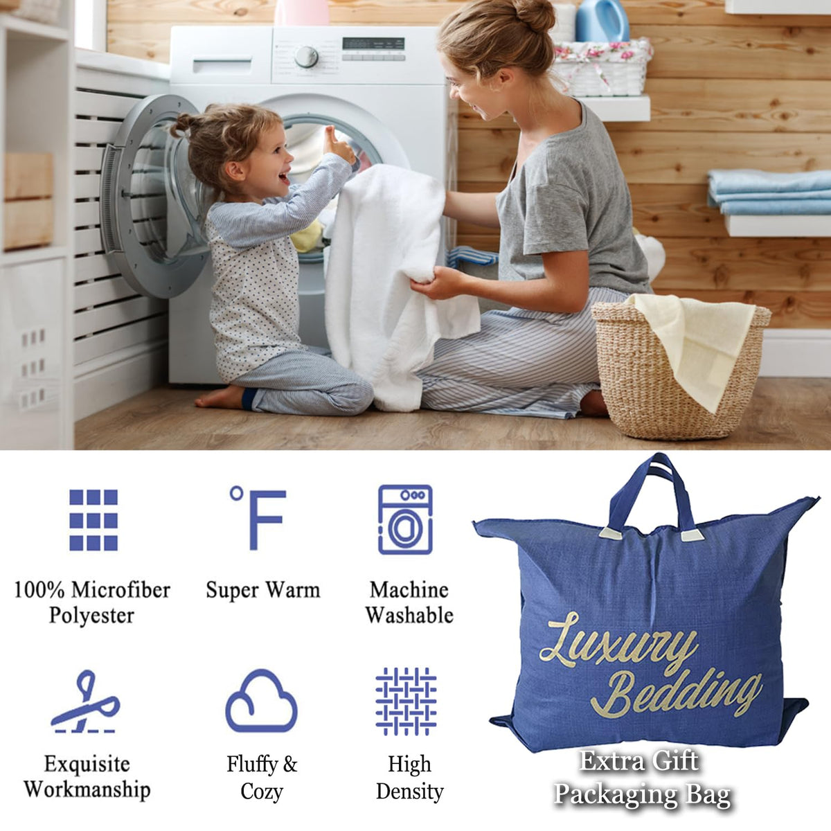JYK Soft Fleece Bed Blanket Korean Style Blanket, 5 LB Fleece Blanket Queen 75'' x 87'' - 2 Ply Reversible 520GSM Super Soft Plush Flannel Blanket, Warm Bed Blanket for Autumn Winter - Moon Wolf/Wolf