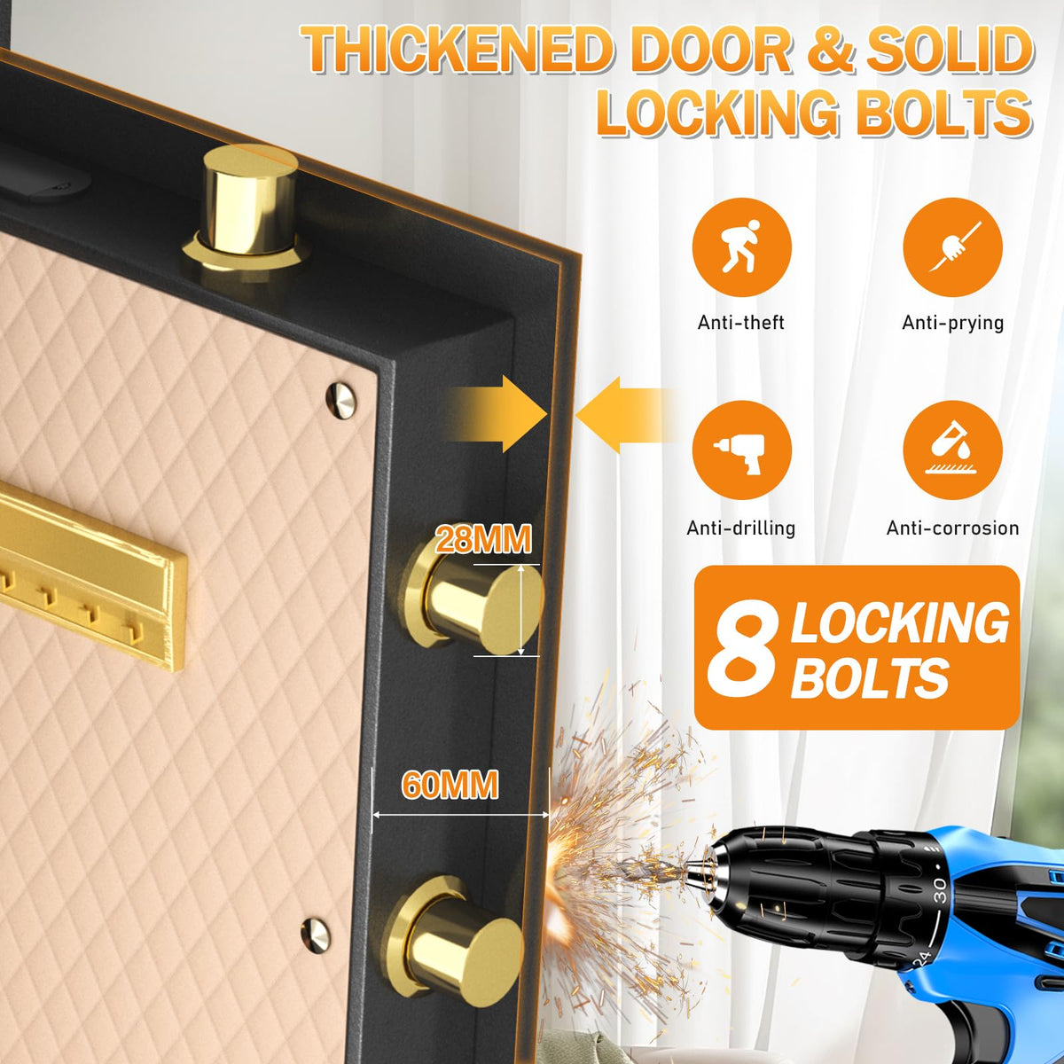 Omethey Safe, 39.37''H Extra Large Safes Box, 9.0 Cubic Feet Heavy Duty Safe with 2 Adjustable Shelf & Seperate Lock Box, Home Floor Safes with LCD Screen & Hidden Code for Doc Cash Jewelry Valuables