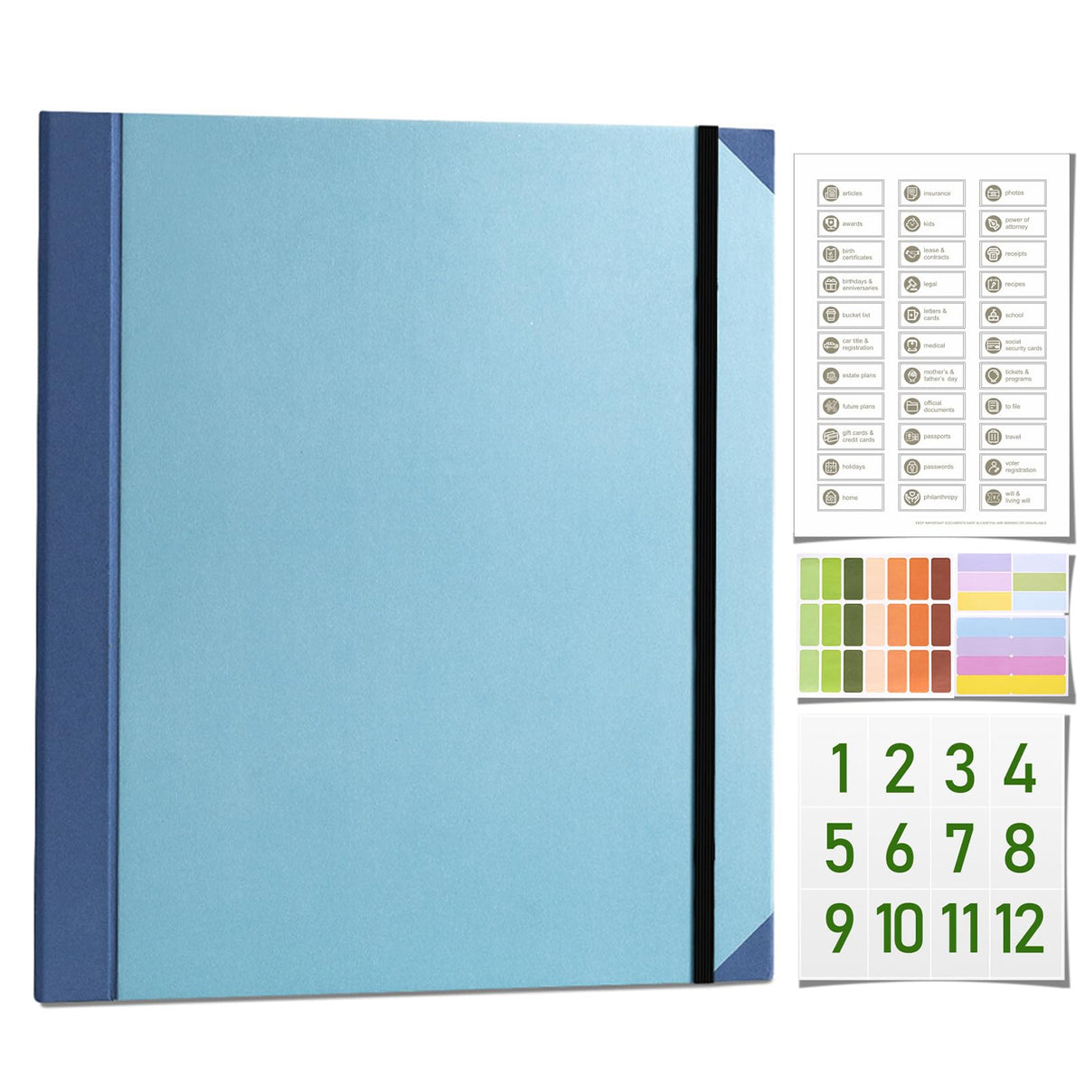 The Life Book Document Organizer - Binder for Important Documents, Document Organizer Foliofor Bills Checks Birth Certificates etc (Blue)