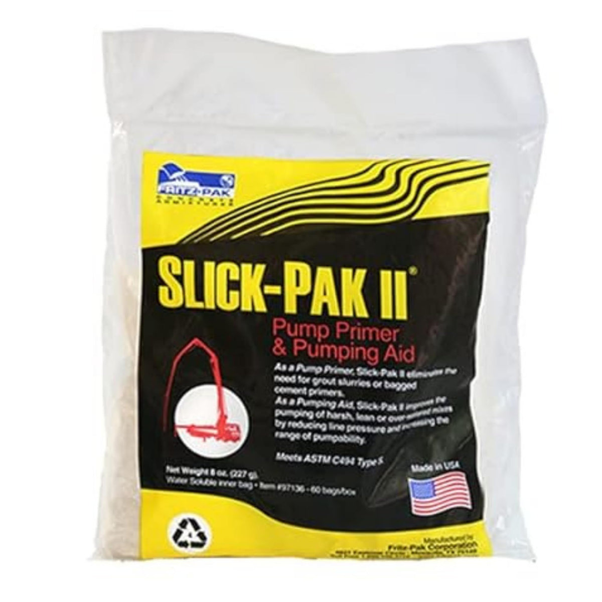 Fritz Pak Slick Pak II Concrete Pump Primer and Pumping Aid, 60-8oz Bags, Made in USA, Con Forms