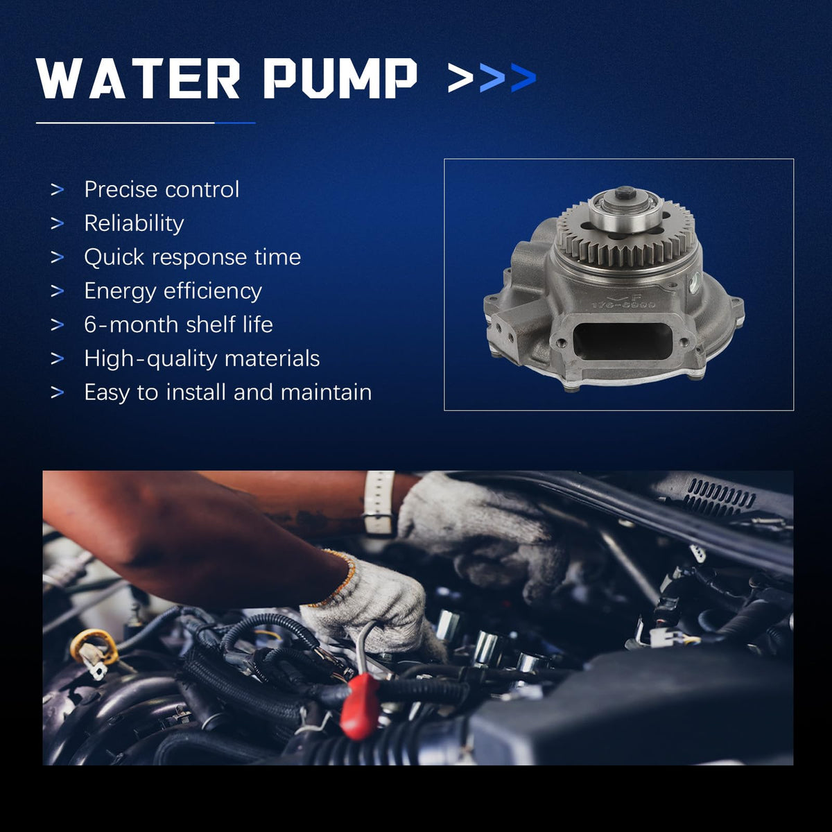 Zachager 176-7000 176-6999 1538053 0R0705 3522077 Water Pump OEM Upgrade Replacement for CaterpillarTruck 725 730 Engine C10 C12 3176C 3196 D7R II 3176C 65E 85E 75E 95E