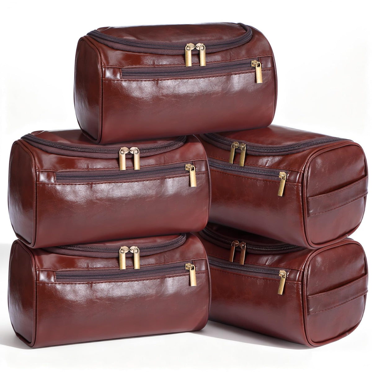 Hpmjz 5pcs Personalized Leather Toiletry Bag for Men Travel Shaving Bag with Hanging Hook Waterproof Kit Cosmetic bags Water-resistant Shaving Bag for Toiletries Accessories Travel Essentials Gifts