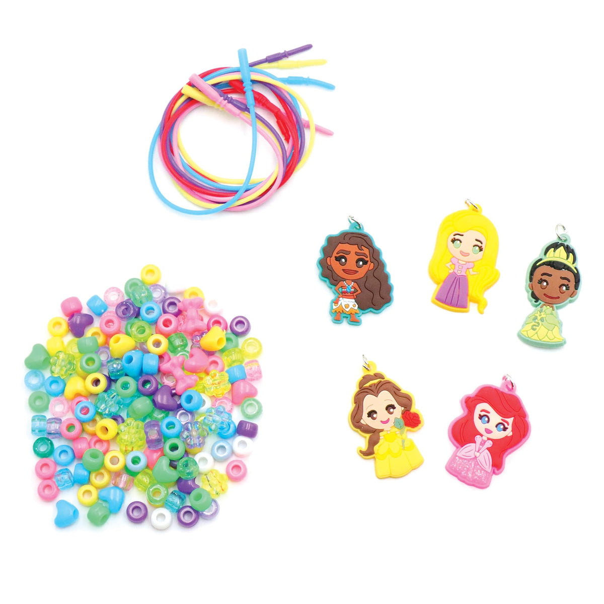 Disney Princess Necklace Activity Case – Jewelry Making Kit with Beads, Charms & Strings – Create Custom Princess Necklaces – Craft Gift for Girls Ages 3+ – Portable Storage Case Included