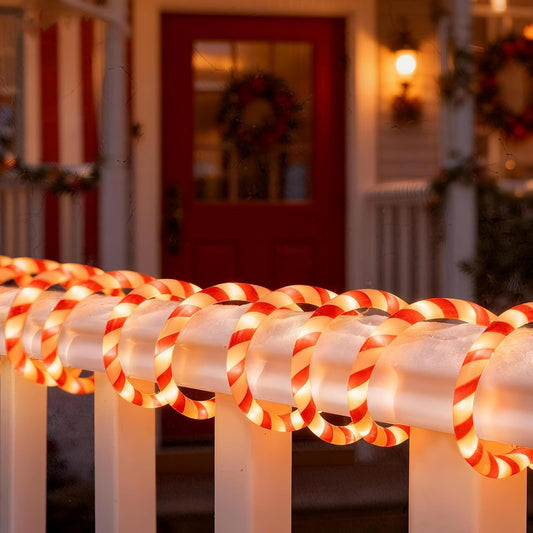 Vigdur Christmas Candy Cane Lights - 30FT 360 LEDs Candy Cane Rope Lights Outdoor Waterproof, Connectable Christmas Rope Lights for Holiday Party Home Patio Indoor Xmas Decorations