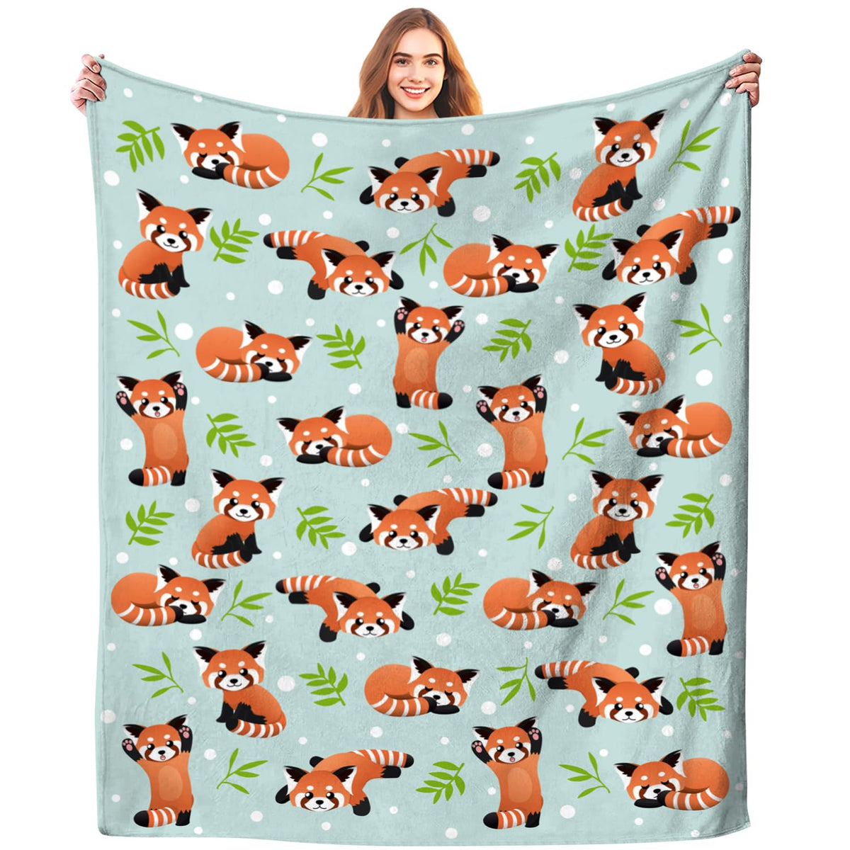 Cute Red Panda Blanket Bedding Soft Lightweight Flannel Throw Blankets for Kids Adults Bedroom Living Room Sofa Gifts 50"X40"