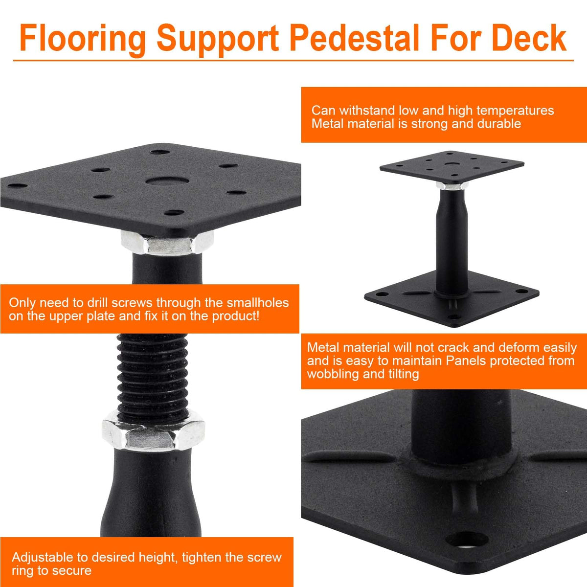 2 Pack Adjustable Support Jack for The Floor, Deck Foundation,RV Step Stabilizer,Mini Screw Jack- Post 4" to 7"
