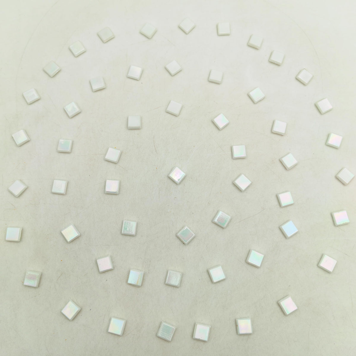 500g/1.1LB Iridescent Ice Jade Glass Mosaic Tiles, 560 Pieces, 2/5 Inch Square Stained Mosaic Tiles for DIY Crafts, Home/Outdoor Mosaic Decoration (White-IB11)