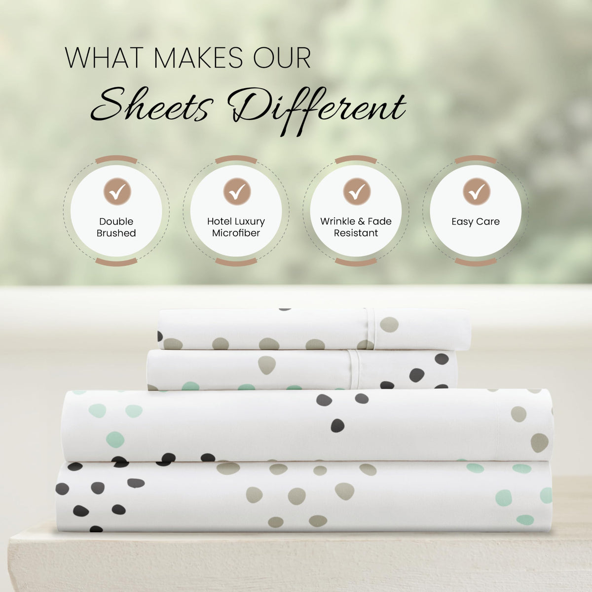 Linen Market 4 Piece Full Bedding Sheet Set (Light Gray Dots) - Sleep Better Than Ever with These Ultra-Soft & Cooling Bed Sheets for Your Full Size Bed - Deep Pocket Fits 16" Mattress