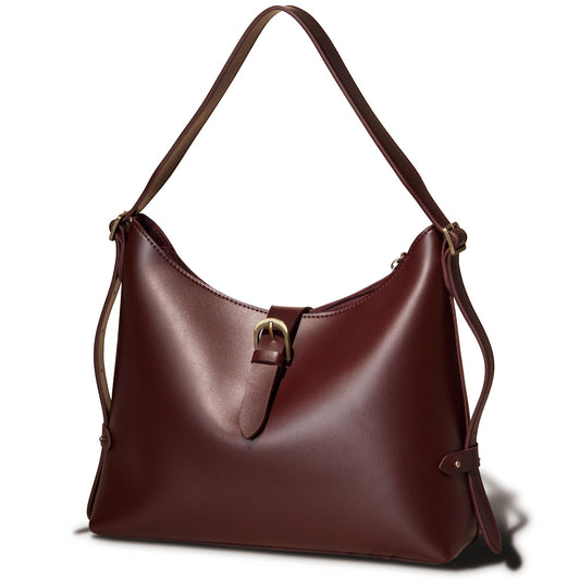 SUNLIGHT LEAVES Vintage Vegan Leather Tote Bag For Women (Red)
