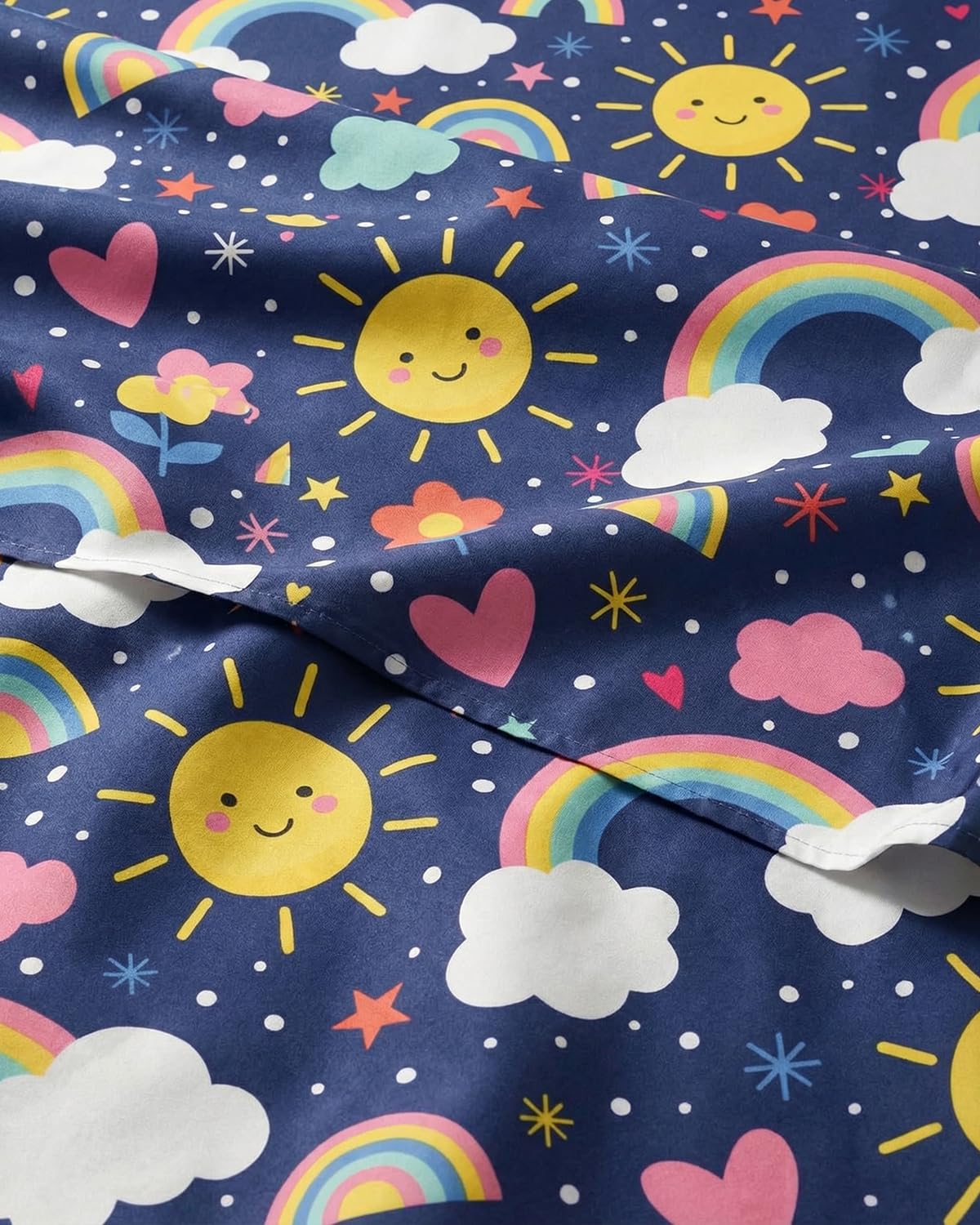 CGK Unlimited Kids Rainbow Sky Twin 3 Piece Sheet Set - Boys, Girls, Teens, Toddler - Easy Fit Deep Pockets - Soft, Cooling & Breathable Sheets - Cute, Cozy, Fade and Wrinkle Free - Machine Washable