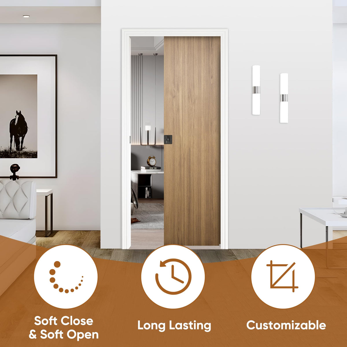 JUBEST 36"x 96" Pocket Door Frame Kit with 120LBS Soft Close Mechanism and Galvanized Steel Studs, Pocket Door Kit for 2x4 Stud Wall, Suitable for Doors Wide 24"-36", Easy to Install