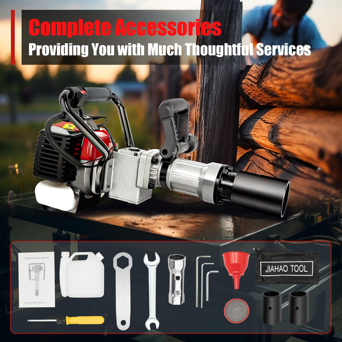 Pile Driver Hammer, 2 Stroke 32.6CC Gas Powered T Post Driver Hammer, Air Cooling Single Cylinder Gasoline Petrol Engine, Garden Fencing Tool Machine, EPA Certificated