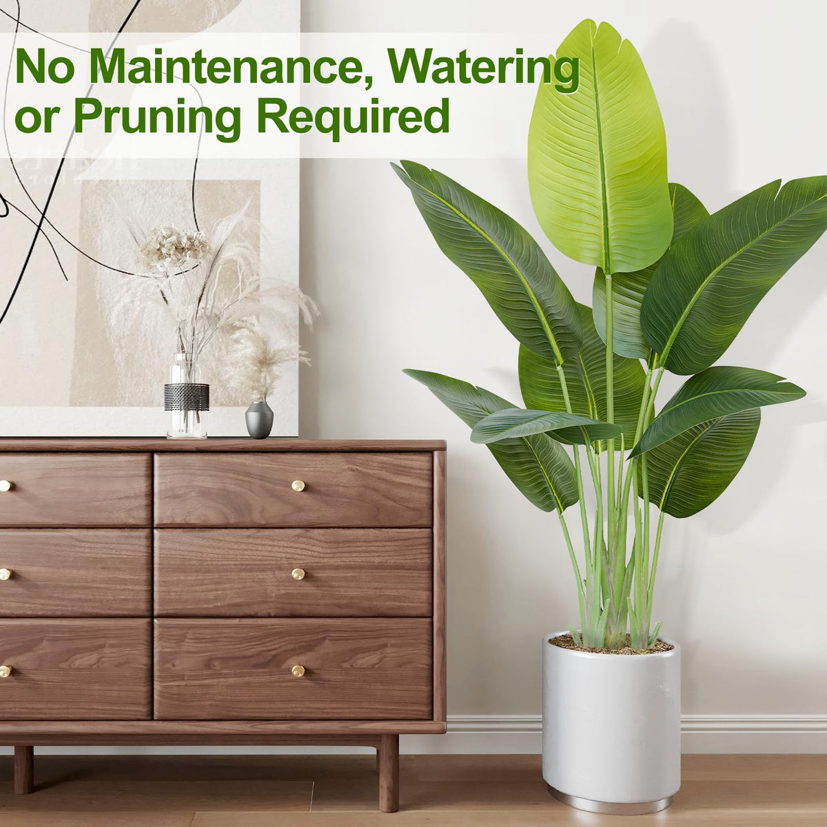 Keeplush Lifelike Bird of Paradise Artificial Plant 4ft Faux Banana Leaf Tree with 9 Trunks for Home Decor - Perfect Indoor Silk Floor Plant for Living Room, Office, and Bedroom Ambiance Enhancement