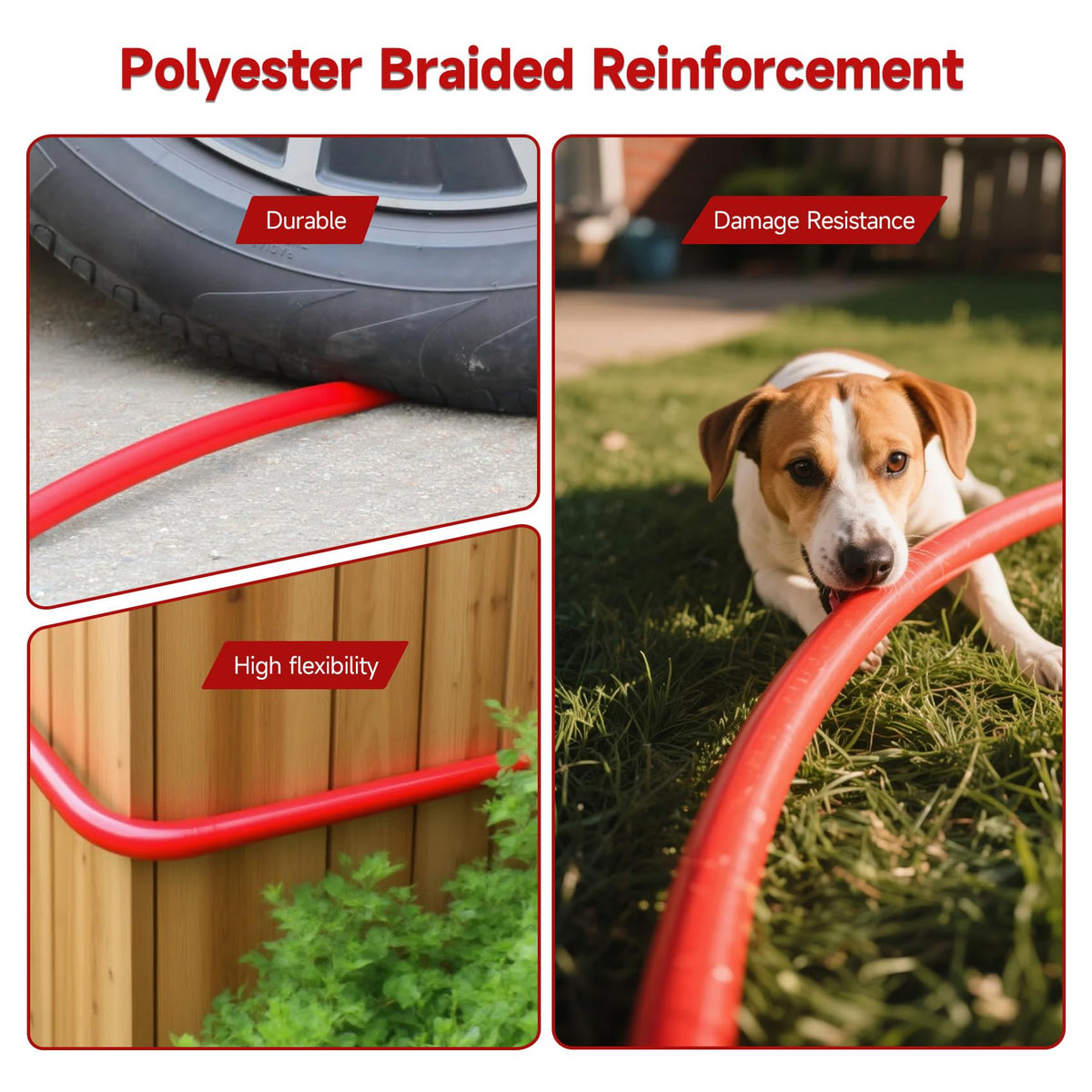 3/4 inch * 100FT Red Rubber Air HoseChicago Connectors Air Compressor Hose 100% Rubber, 300 PSI, 50F to 190F Degrees High Strength Polyester Braided Replacement Air Line Kit