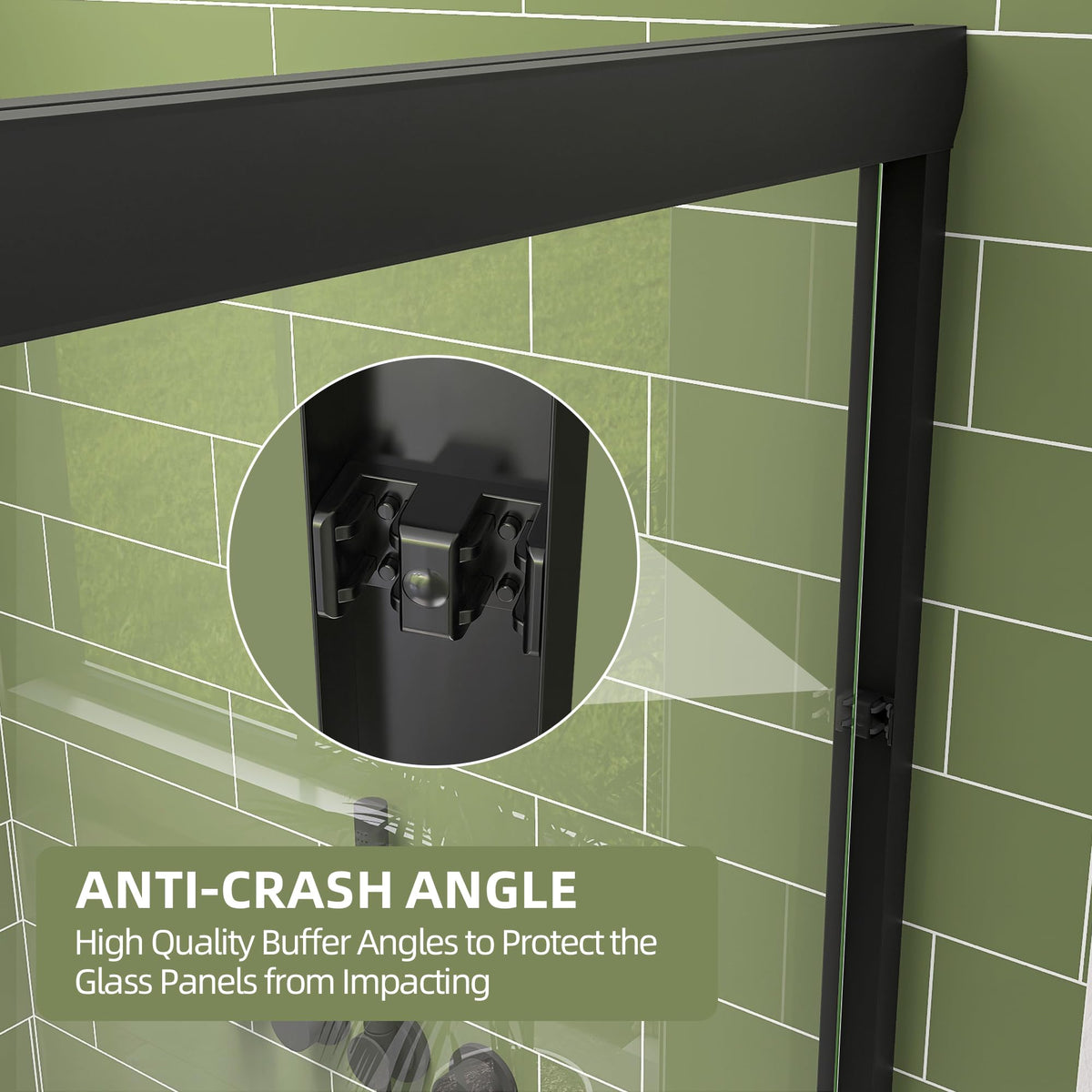 GETPRO Shower Door Double Sliding 57-60 in. W x 72 in. H Semi-Frameless Bypasss Bathroom Glass Shower Sliding Doors,1/4 inch Clear Tempered Glass Door for Walk-in Shower Matte Black