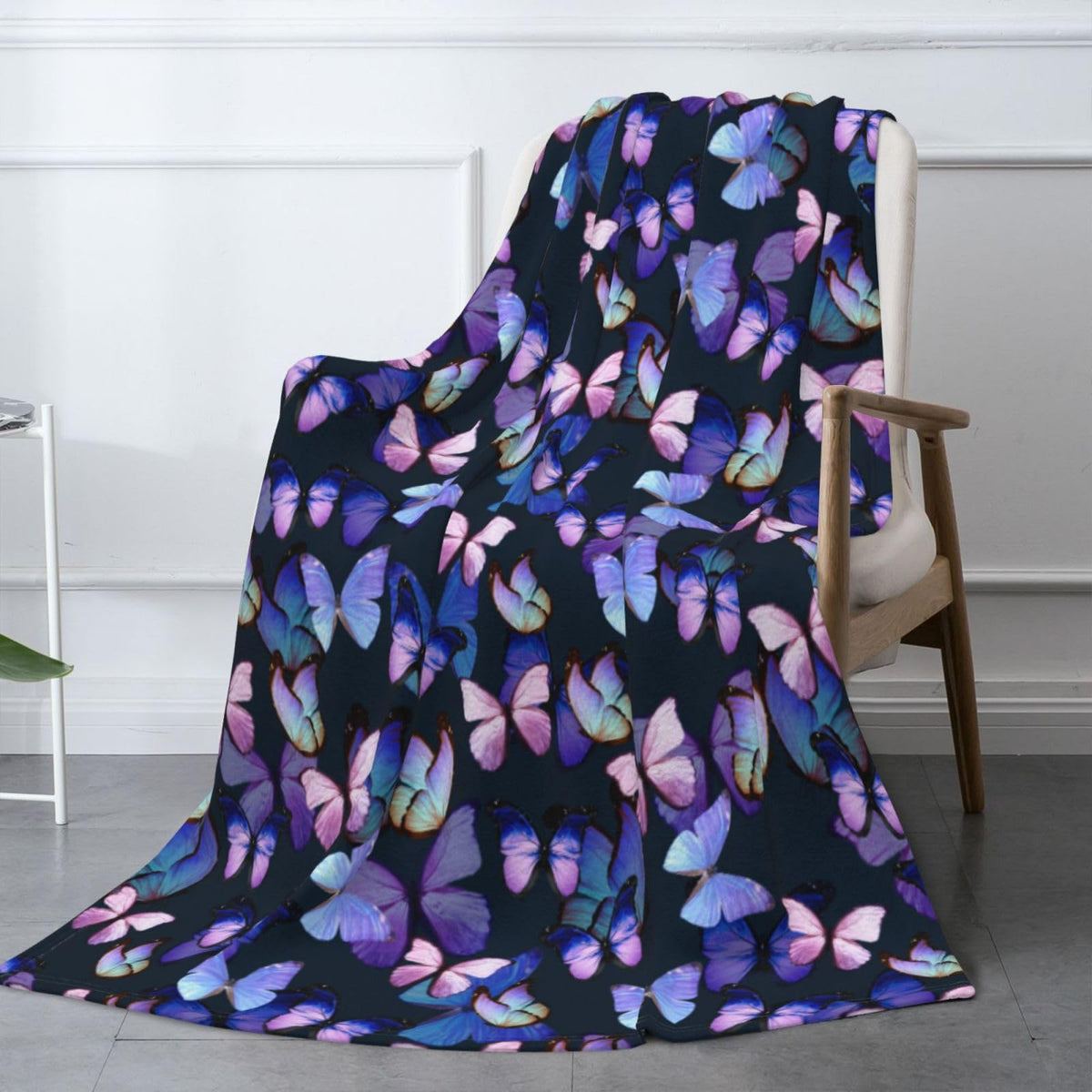 Nmbvcxz Butterfly Throw Blanket Cozy Flannel Fleece Blanket Air Conditioning Blanket for Living Rooms Sofa 50"x40"