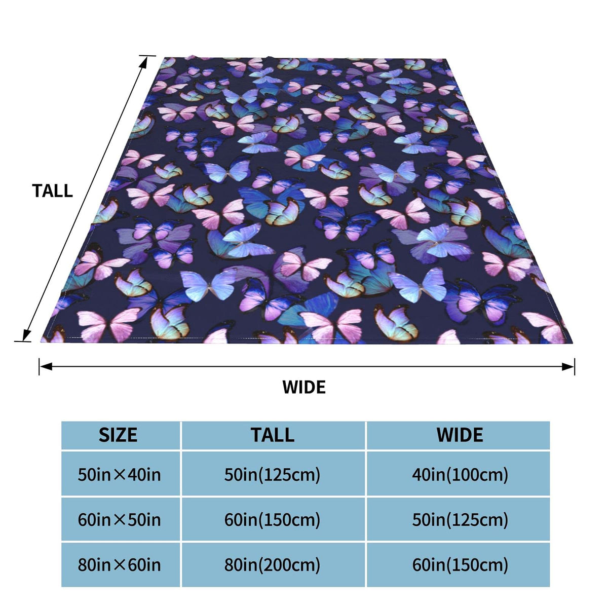 Nmbvcxz Butterfly Throw Blanket Cozy Flannel Fleece Blanket Air Conditioning Blanket for Living Rooms Sofa 50"x40"