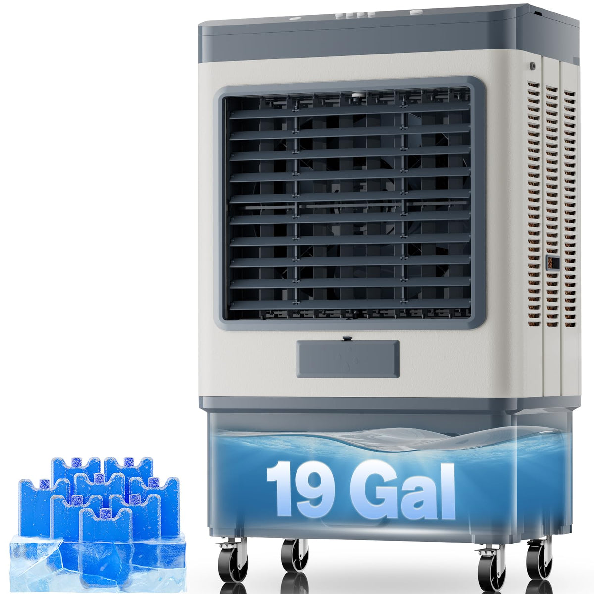 Auertech 48" 6500CFM Swamp Cooler Outdoor, 19 Gal Large Swamp Cooler Air Conditioner with 120°Oscillation, 3 Speed, 8 Ice Pack, Metal Frame Portable Evaporative Air Cooler for Garage, Warehouse