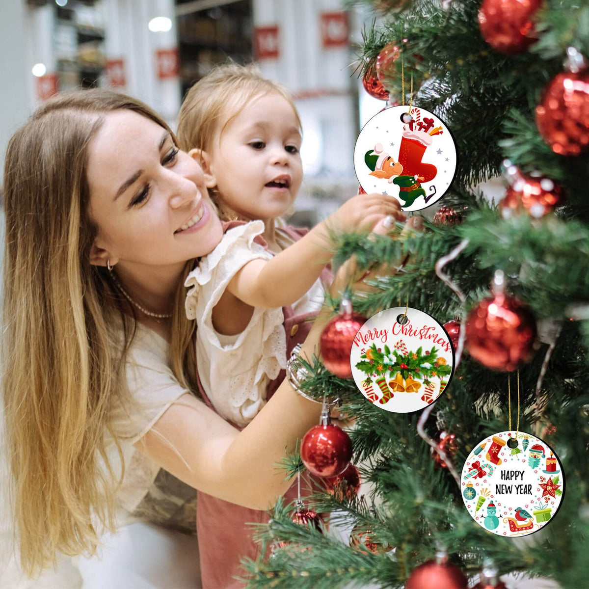 Billbotk 25 Pieces Sublimation Ornament Blanks, 3.15" Round Blank Sublimation Ornaments Sublimation Christmas Ornament Blanks for Christmas Tree Décor, DIY Handmade Crafts(3.15 inches)