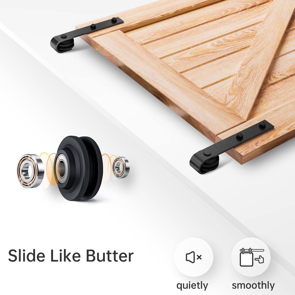 EaseLife 12 FT Double Door Sliding Barn Door Hardware Track Kit,Basic J Pulley,Heavy Duty,Slide Smoothly Quietly,Easy Install (12FT Track Kit for Double 36" Wide Door)
