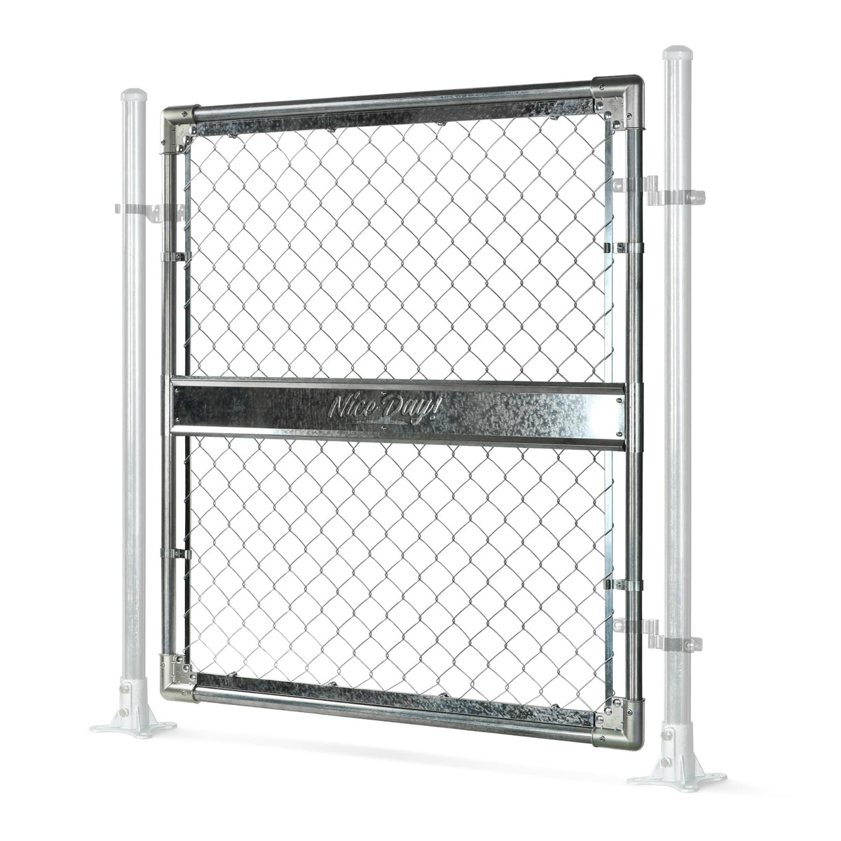 DooToo 4x4FT(43.3"W x 47.2"H) Heavy Duty Galvanized Steel Chain Link Gate, Durable Outdoor Fence Gate Easy Installation for Backyard丨Garden丨Pet Yard