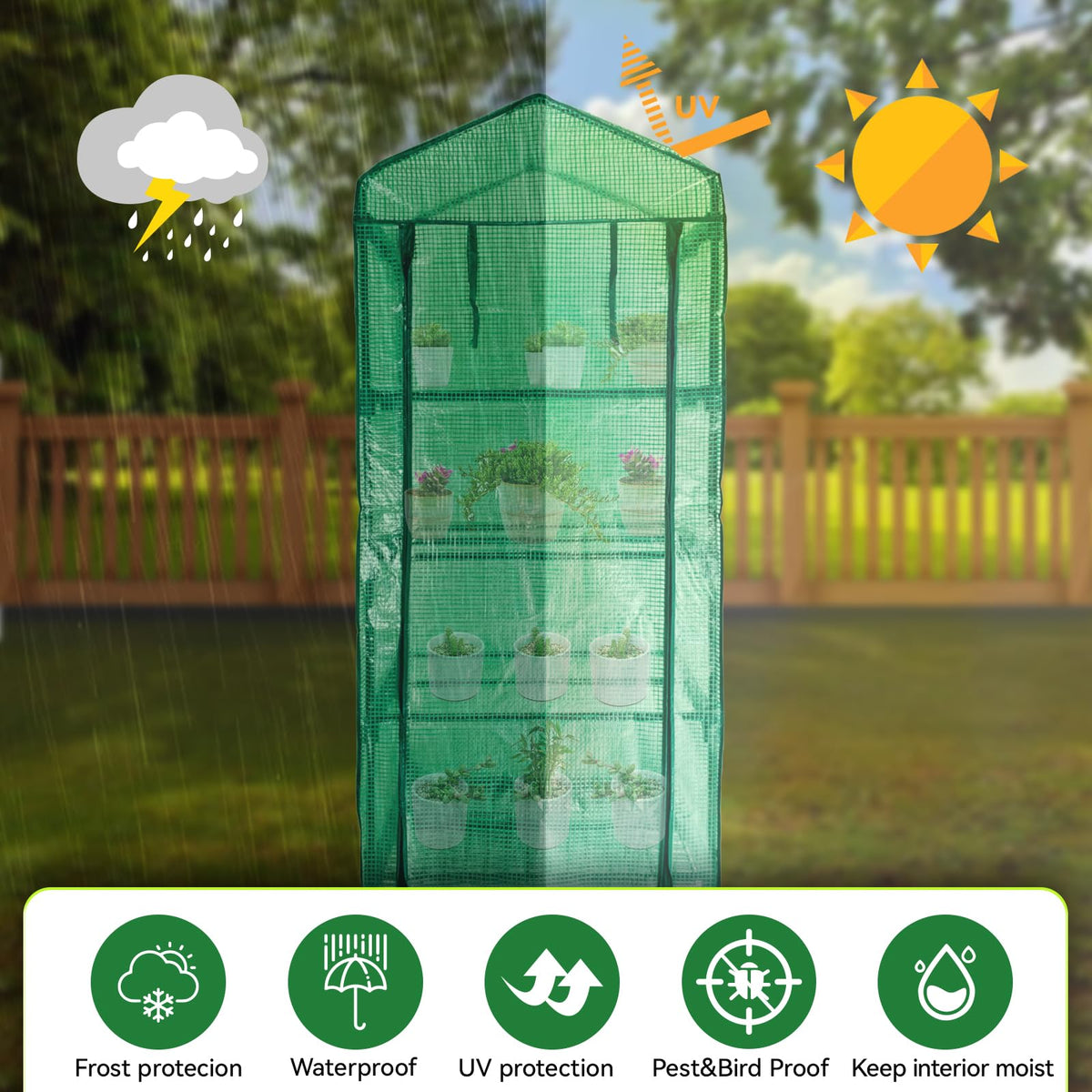 Mini Greenhouse for Outdoor Indoor,4 Tier Small Portable Green Houses with Improved PE Cover,Roll-up Zipper Warm House,Grow House for Seedling and Plant Growing (64x27x20inch),Green
