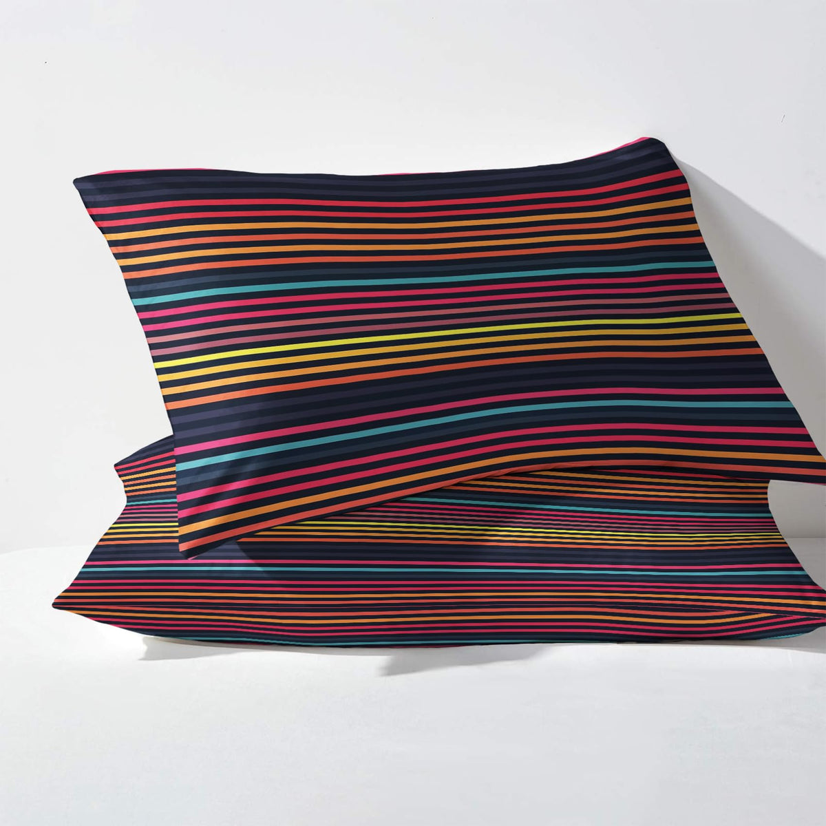 Striped Sheets Full Size, Colorful Bed Sheets, Patterned Bedding Sheets & Pillowcases 4 Piece Set - Soft Microfiber Deep Pocket Fitted Sheet & Flat Sheet & 2 Pillow Cases M&-A264