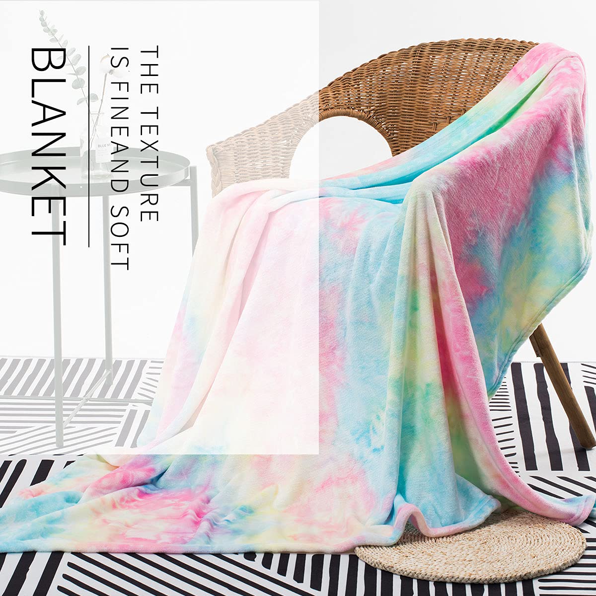COCOPLAY W Throw Blanket for Couch (Multi-Pink, Throw（50''×60''）)