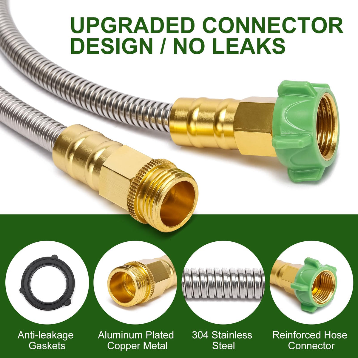 Garden Hose Metal 75 FT, Stainless Steel Hose, Water Hose with 10 Function Nozzle & Brass Nozzle, Lightweight, No Kink & Tangle, Easy to Use & Store, Heavy Duty Metal Hose for Yard and Lawn